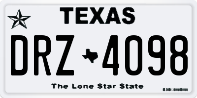 TX license plate DRZ4098