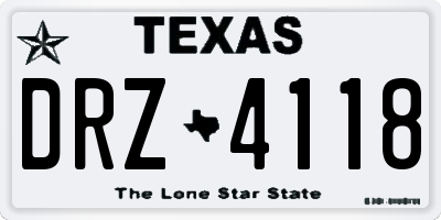 TX license plate DRZ4118