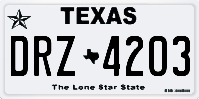 TX license plate DRZ4203