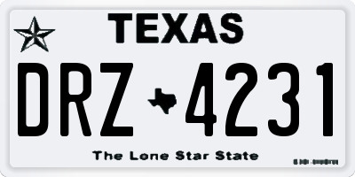 TX license plate DRZ4231