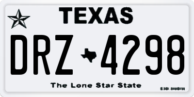 TX license plate DRZ4298