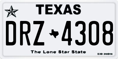 TX license plate DRZ4308