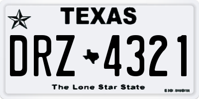 TX license plate DRZ4321