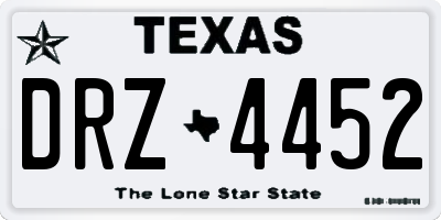 TX license plate DRZ4452