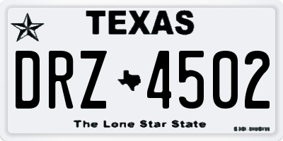 TX license plate DRZ4502