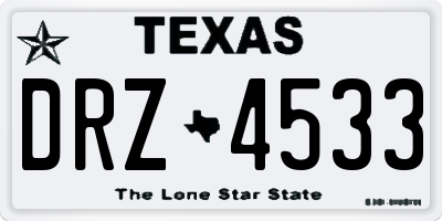 TX license plate DRZ4533