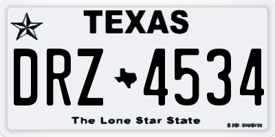 TX license plate DRZ4534