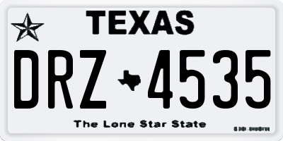 TX license plate DRZ4535