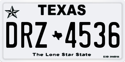TX license plate DRZ4536