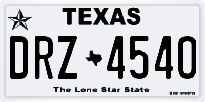 TX license plate DRZ4540