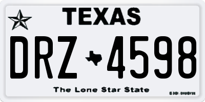 TX license plate DRZ4598