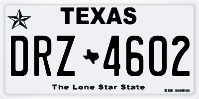 TX license plate DRZ4602