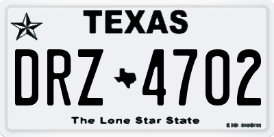 TX license plate DRZ4702