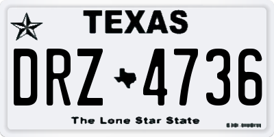 TX license plate DRZ4736