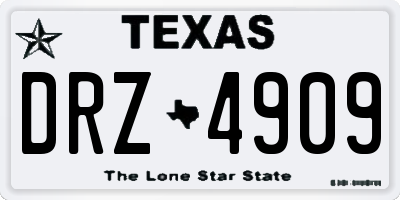 TX license plate DRZ4909