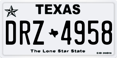 TX license plate DRZ4958