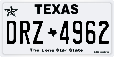 TX license plate DRZ4962