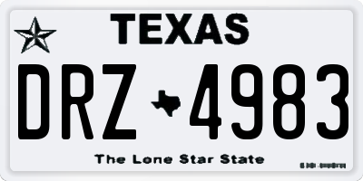 TX license plate DRZ4983
