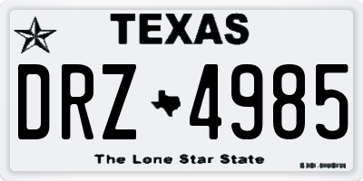 TX license plate DRZ4985