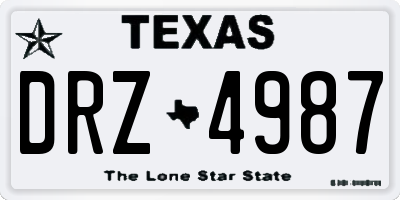 TX license plate DRZ4987