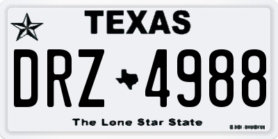 TX license plate DRZ4988