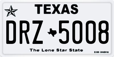 TX license plate DRZ5008