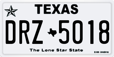 TX license plate DRZ5018