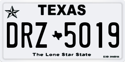 TX license plate DRZ5019