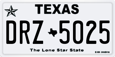 TX license plate DRZ5025