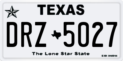 TX license plate DRZ5027