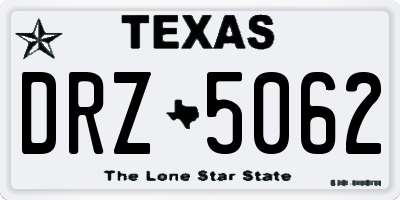 TX license plate DRZ5062