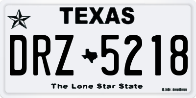 TX license plate DRZ5218