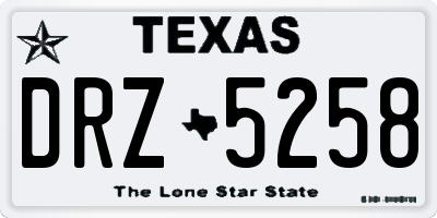 TX license plate DRZ5258