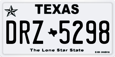 TX license plate DRZ5298