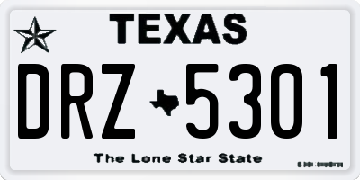 TX license plate DRZ5301