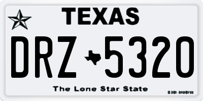 TX license plate DRZ5320