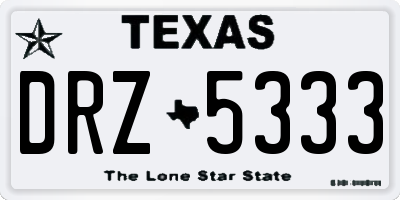 TX license plate DRZ5333