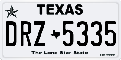 TX license plate DRZ5335