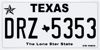 TX license plate DRZ5353