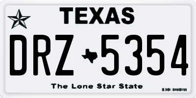 TX license plate DRZ5354