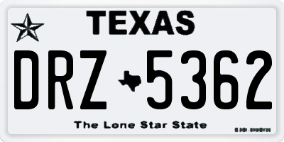 TX license plate DRZ5362