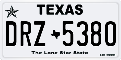 TX license plate DRZ5380