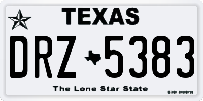 TX license plate DRZ5383