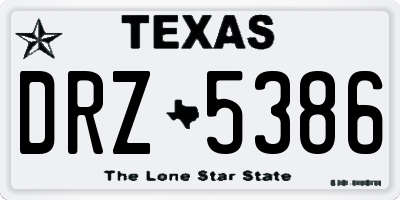 TX license plate DRZ5386