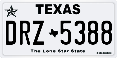 TX license plate DRZ5388