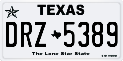 TX license plate DRZ5389