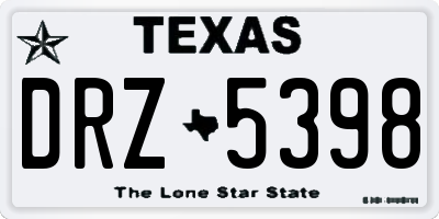 TX license plate DRZ5398