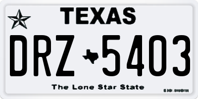 TX license plate DRZ5403