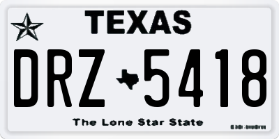TX license plate DRZ5418