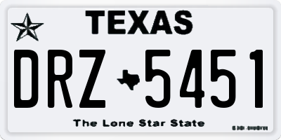 TX license plate DRZ5451